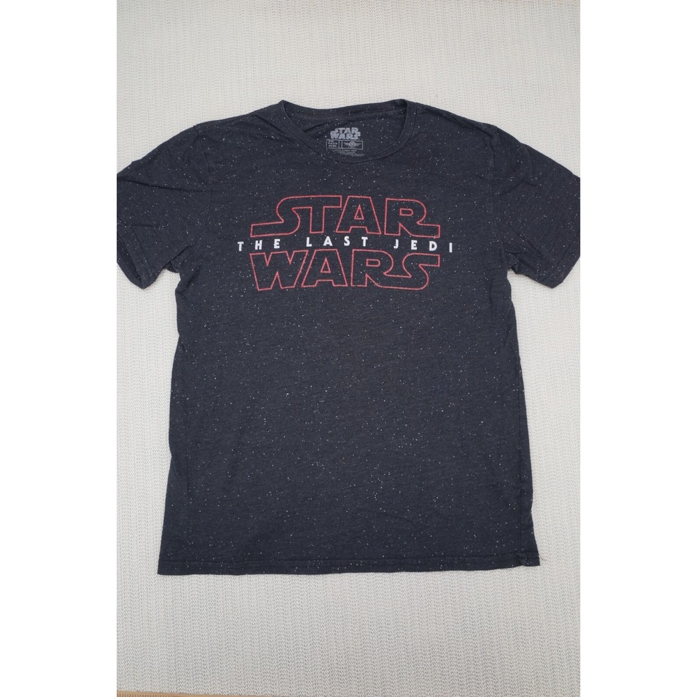 Star Wars Shirt Adult Small Black The Last Jedi Spell Out Graphic Galaxy Print